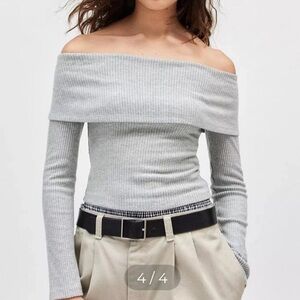 Urban Outfitters Silence + Noise WHITE Off-the-Shoulder Sweater